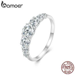 Anneaux de bande Bamoer D Color VVS1 Ex Mosonite Ring Exquis Laboratoire Diamond Ring 925 Silver Silver Womens Engagement Wedding Bijoux J240410