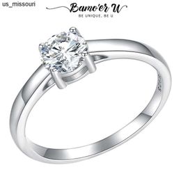 Bandringen bamoer u d kleur vvs1 ex 06ct moissanite ring ronde gesneden vierclawset ring lab diamant voor vrouwen verloving 925 sterling zilver J230522