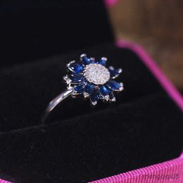 Bandringe Bamos Niedlicher weiblicher blauer Fingerring Luxusversprechen Jubiläum für Männer und Frauen Eheringe