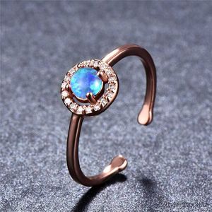 Band Ringen Bamos Rose Gold Filled Trouwring Blauw/Wit/Paars Rond Verstelbaar Open New Fashion