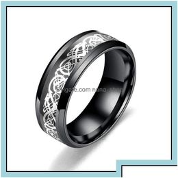 Bandringen bandringen mode 8 mm trouwring voor mannen vrouwen retro keltische draak inlay rode koolstofvezel maat 613 drop levering sieraden dhp3k