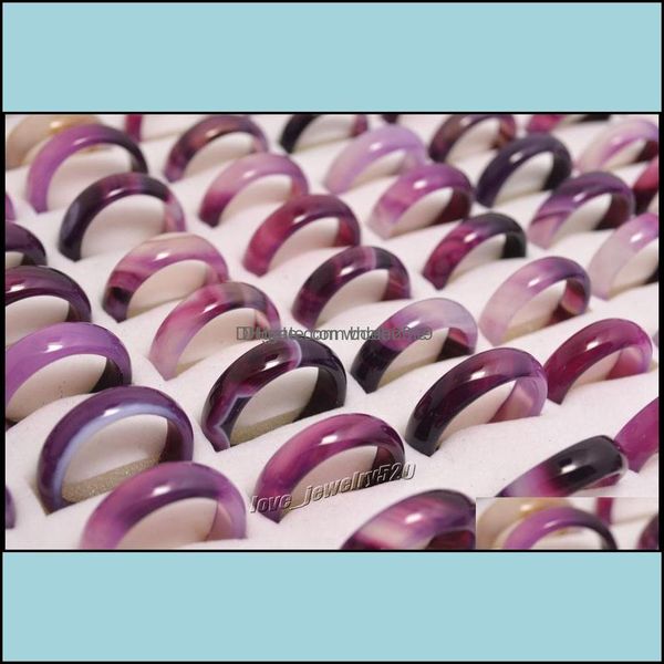 Bands Anneaux de bande Bijoux belles belles lisses violet noir rond rond solide jade / agate gemme pierre 20pcs lots drop délivre dhwda livraison 202 otits