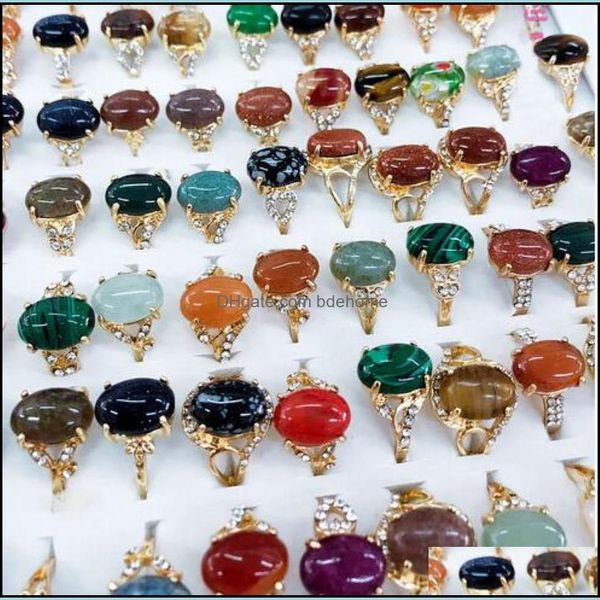 Bagues Bande Bagues Bande Bijoux Est 30 Pièces / Lot Pierres Précieuses Naturelles Cristal Bohême Mix Style Or Rose Designs Pour Femmes Et Hommes Fash Otrqj