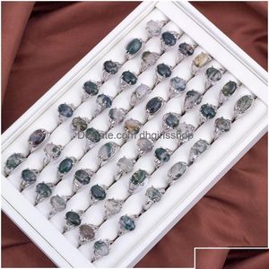 Bands Anneaux Bands Mélangez Lot Lot Natural Water Stone Womens Ring Bijoux de mode Bague 50pcs / Lot Wholesale Party Gift Drop Livraison Otmzk Dhtr8