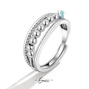 Anneaux de bande anneaux de bande Spinner anneau anxiété Sier pour les femmes perles coulissantes livraison directe Oty97