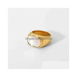 Bandringen bandringen uworld 18k gouden pvd vergulde 316L roestvrijstalen vinger chunky bruiloft statement sieraden shell zoetwater parel z dhad6