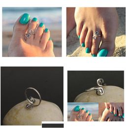 Bandringen Beach Fashion Show Retro Style Luck 8 Words Toe Ring Foot Groothandel X3inM SLPTF Drop Delivery Sieraden OTLJN