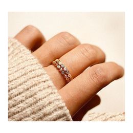 Bandringen Boheemian Rainbow Evil Eye Regestone Gevulde gouden vrouwen Vintage Ladies Midi Kunle Finger Ring Sieraden Kerstmis 35 Drop del Dh5t1