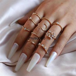 Band Ringen Bohemian Ringen Set Voor Vrouwen Geometrische Vintage Ster Maan Bloem Knuckle Finger Ring Party Vrouwelijke Mode-sieraden Gift J230602