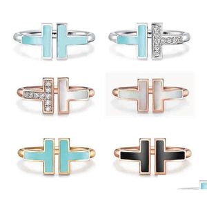 Bandringen Brandontwerper Ring De nieuwe dubbelvormige opening Sterling Sier 1.1 met originele Fashion Woman Jewelry D DH0NM