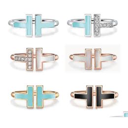 Anillos de banda Marca Anillo de diseñador de lujo La nueva apertura de doble forma 925 Sterling Sier 1.1 con logotipo original Moda Mujer Joyería D Dh0Nm