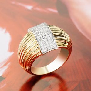 Bandringen Bridetalk Luxurymerk Big Golden Finger For Men Women Fine Jewelry Cubic Zirkon Micro verhard bruiloft Gift 231218
