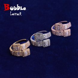 Bandringen Bubble Letter Baguettte Ring voor vrouwen verstelbare echte goud vergulde hiphop sieraden trend druppel 23082222