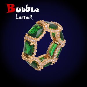 Bandringen Bubble Letter Blue Stone Ring For Women Iced Out Finger Bling Rrtro Fashion Hip Hop Rapper Rock Jewelry 230822