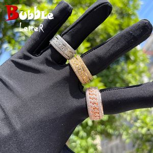 Bandringen Bubble Letter Gold Color Ring For Men Iced Echt koperen spinnen in de Middle Hip Hop Jewelry Trend Charms Korea 230822