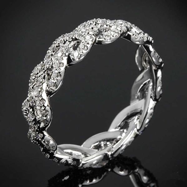 Anillos de banda Caoshi Chic Twist anillo Femenino de bodas Femeninas de circonía brillante para mujeres accesorios de ceremonia de compromiso de dama elegante AA230417