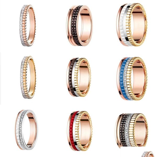 Bands Anneaux en céramique Designer Ring Light Luxury Diamond for Women Precision Gold High Edition Couple Engagement V 19 Choix Jewelry Fin Otjqg