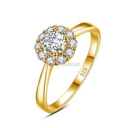 Bandringen Gecertificeerde Vrouw Bloemenring Met Moissanite Diamant 05ct 5mm Bruiloft Verlovingsringen Zuiver zilver Dames Sieraden Voor Meisjes Geschenk J230531