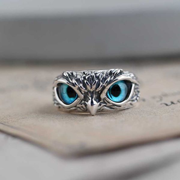 Bande Anneaux Charme Vintage Mignon Hommes et Femmes Conception Simple Hibou Anneau Couleur Argent Fiançailles Anneaux De Mariage Bijoux Cadeaux J230531