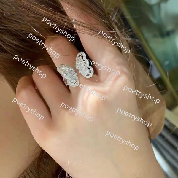 Anneaux de bande Choucong Ins Top Sell Bagues de mariage Bijoux de luxe 925 Sterling Silver Pave blanc 5a Cubic Zircon CZ Diamond Gemstones Party Eternity Open Butterfly Ring