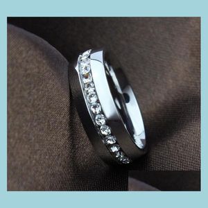 Bandringen klassiek 6 mm 18k wit goud sier kleur vergulde cz diamantringen trouwband wolfraamliefhebbers ring voor vrouwen en mannen dhgarden dhzv1