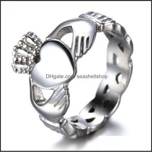 Anillos de banda Clásico Estilo de Irlanda del Norte Claddagh Anillo de corazón Beautif Novias Compromiso Joyería de boda Drop Entrega Dh0Hu