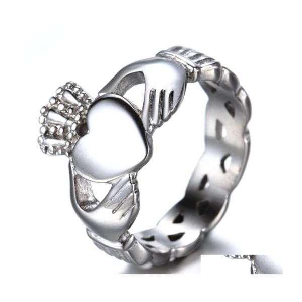 Anneaux de bande classique Style d'irlande du nord Claddagh coeur anneau Beautif mariées fiançailles bijoux de mariage livraison directe Dhoup