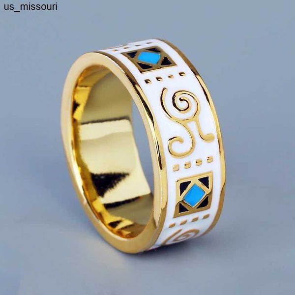 Anneaux de groupe Classic18k Gold Men's Ring Fashion Modèle irrégulier Modèle de bijoux en émail à main