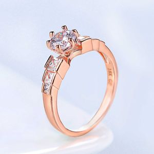 Anillos de banda Garra Zirconia Anillos de boda para mujer Color oro rosa Compromiso Promesa Anillo de matrimonio para joyería de moda nupcial al por mayor R680