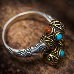 Bandringen Clusterringen Eat mijn kleinzoon een stok!Golden Hoop Stick Ring Handmade Vintage Fashion Personality Men's Dominant