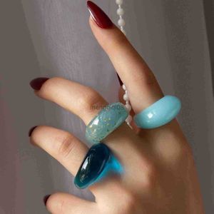 Bandringen kleurrijke transparante hars acryl artsy retro minimalisme circulaire ring set voor vrouwelijke sieraden reisgeschenken y23