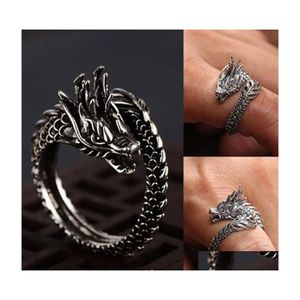 Bandringen coole opening mannen dames sieraden verstelbare sterling draken ring goede geschenken alloeg dieren metaal unisex gothic punk druppel deliv dhrkm