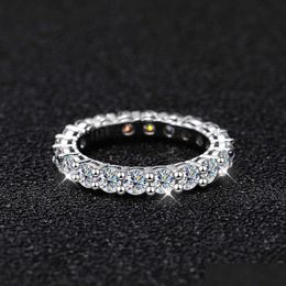 Bandringen Cosya 22 CT FL Moissanite Row voor vrouwen 925 Sterling Sier D Wit Gold Diamond Eeuwigheid Bruiloft Fijne sieraden Druppel Dhlwm