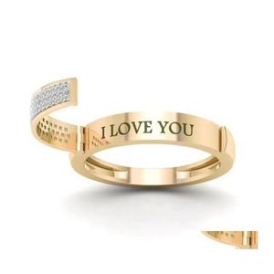 Bandringen creatief gesneden open pet kristallen ring voor vrouwen verlovingsfeestje bruiloft I love you letter paar sieraden maat 511 drop de ot5d9