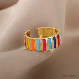 Bande Anneaux Creative Coloré Géométrique Anneaux Pour Les Femmes Ronde Vintage Bague À La Mode Fête De Noël Bijoux Cadeau Femme R230726