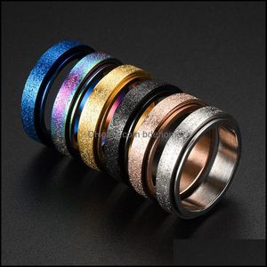 Anillos de banda Suministro transfronterizo Moda Anillo de acero de titanio Perla Arena Operación Joyería Hombres y mujeres Entrega de gota inoxidable Bdehome Dhw0Z