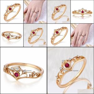 Bande Anneaux Couronne Pour Les Femmes Cristal Zircon De Mariée De Mariage Bijoux De Mode Délicat Femme Or Sier Promise Engagement Vipjewel Dh74E