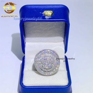 Anillos de banda Custom Big Hip Hop Rapper 925 Sterling Silver Vvs Moissanite Iced Out Men Diamond Ring