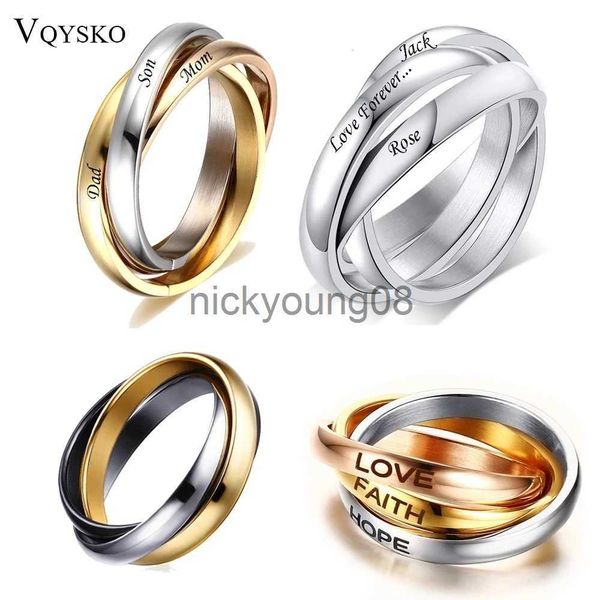 Bagues de bande personnaliser bijoux 3 ensembles de bagues pour les femmes en acier inoxydable bague de fiançailles de mariage personnalisé en gros x0625