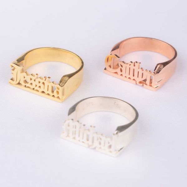 Bandringe Personalisierter Ring Alter englischer Name Männer Frauen Goldring Schmuck Geschenke Edelstahlring Personalisiertes Paar J230517