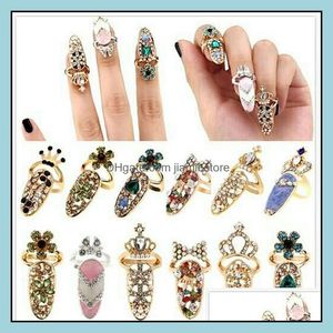 Bandringen schattige strass bowknot vinger nagelring voor vrouwen kroon bloem kristal persoonlijkheid kunst Resizable knokkel modeparty d otcjx