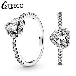 Кольца CUTEECO, новинка 2019 года, роскошные обручальные кольца с цирконом в форме сердца для женщин, ювелирные изделия, обручальное кольцо, подарки на день святого Валентина Anillos Mujer 240125