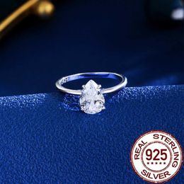 Bandringen CWWZircons S925 Pure Silver Pear Cubic Zirconia 2ct Diamantring Dames Wit Golde Wedding Ring Sieraden SR023 J240410