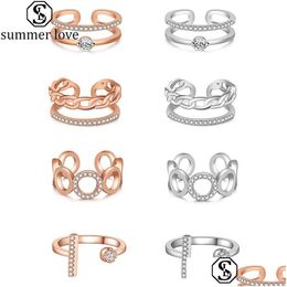 Bandringen CZ Hollow Cuff Micro -ingelegde kubieke zirkoonring voor vrouwen goud sier verloving bruiloft vinger sieraden cadeau drop levering dhemg