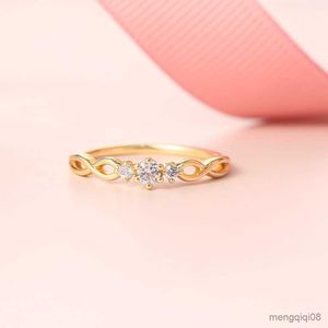 Band Ringen Sierlijke Ring Voor Vrouwen Eenvoudige Mini Zirkoon Sieraden Goud Kleur Bruiloft Bruid Gift Mode-sieraden