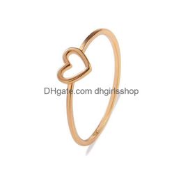 Band Ringen Sierlijke Vrouwen Ring Holle Hart Voor Paar Belofte Oneindigheid Eeuwigheid Liefde Sieraden Boho Anillos Mujer Bff Geschenken Drop Leveren Dhtpi