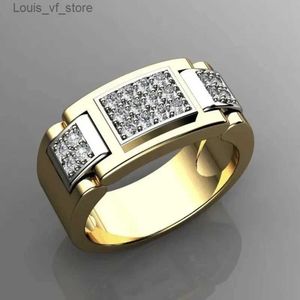 Bands Anneaux Delate Men Square White Stone Gold Color Classic Design Party Party Accessoires Gift H240424