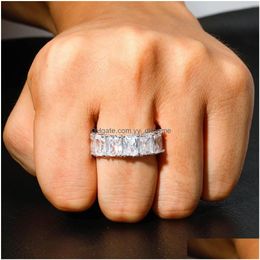Bandringen Design Ice Out Hiphop Cube CZ Rings hoogwaardige sieraden Gold Sliver Micro verharde ring voor man en vrouwen Gift Drop Deliv DHHMP