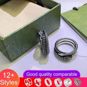 Bagues de bande designer 925 argent serpent amour bague en cuivre blanc pour hommes femmes amoureux de la mode anneaux haut de gamme qualité couples anneaux w2610