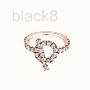 Anneaux de bande Designer H Full Diamond Pig Nose Ring Small Q Women's V Gold Thickened Plating 18K Rose Luxury and Feeling C4XS
